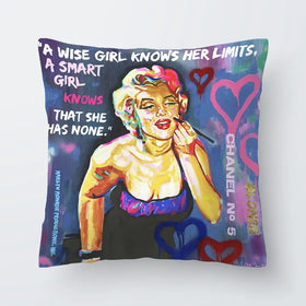 Marilyn Monroe A Wise Girl Knows Cushion Marilyn Monroe A Wise Girl Knows Cushion wall art product Juliet Stockton