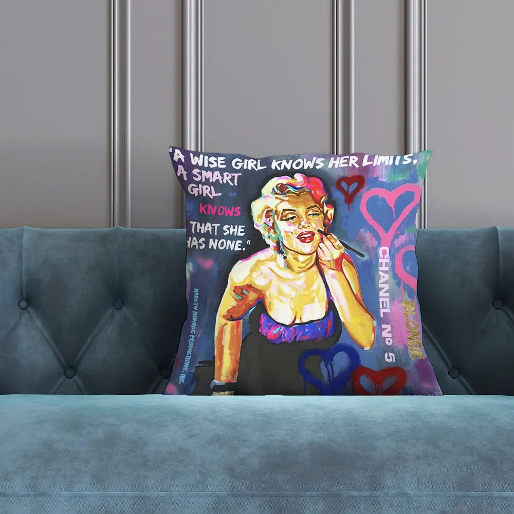 Marilyn Monroe A Wise Girl Knows Cushion Marilyn Monroe A Wise Girl Knows Cushion wall art product Juliet Stockton