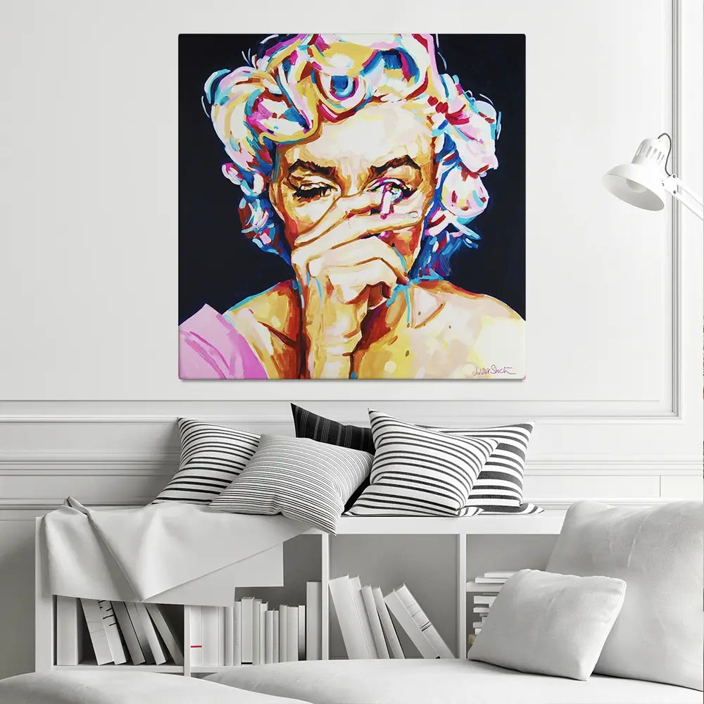 Marilyn Monroe It's All Make Believe Square Canvas Print Marilyn Monroe It's All Make Believe Square Canvas Print wall art product Juliet Stockton