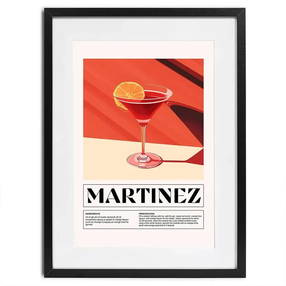 Martinez Recipe Framed Art Print Martinez Recipe Framed Art Print wall art product Art Print Shop
