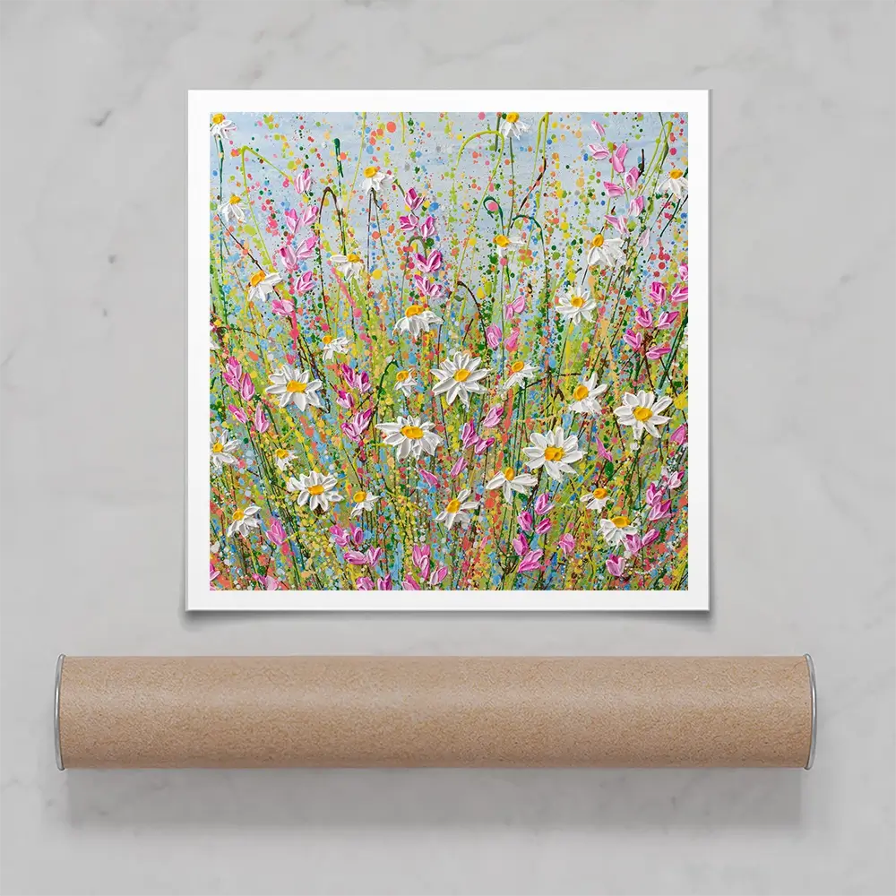 Meadow Of Daisies Square Art Print Meadow Of Daisies Square Art Print wall art product Olga Tkachyk