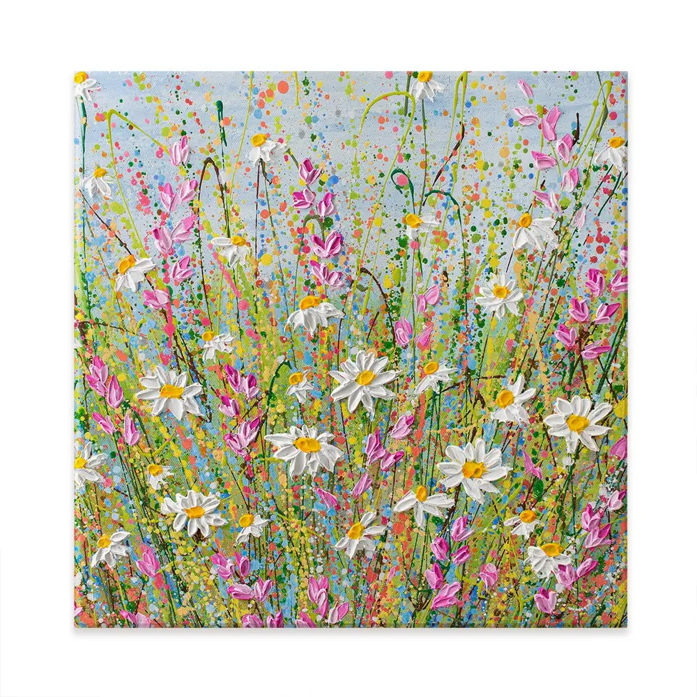 Meadow Of Daisies Square Canvas Print Meadow Of Daisies Square Canvas Print wall art product Olga Tkachyk