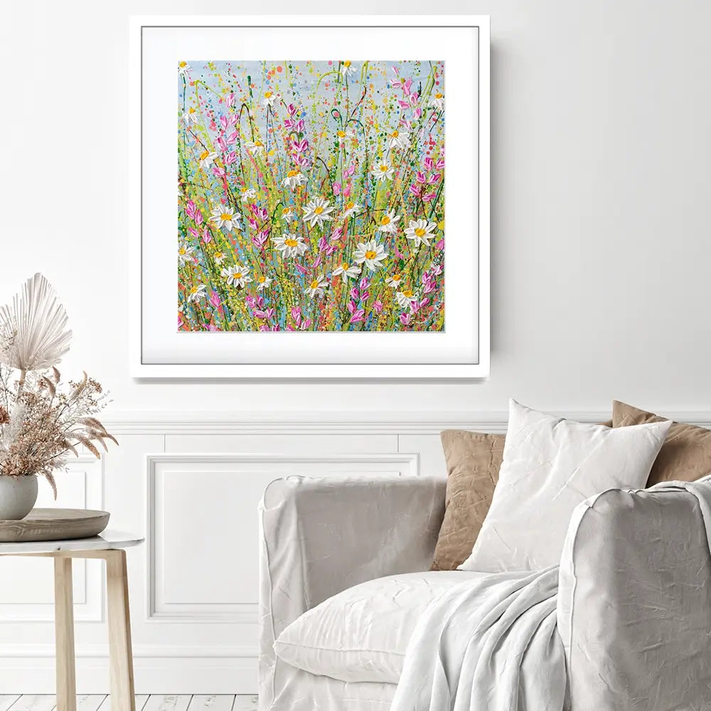 Meadow Of Daisies Square Framed Art Print Meadow Of Daisies Square Framed Art Print wall art product Olga Tkachyk