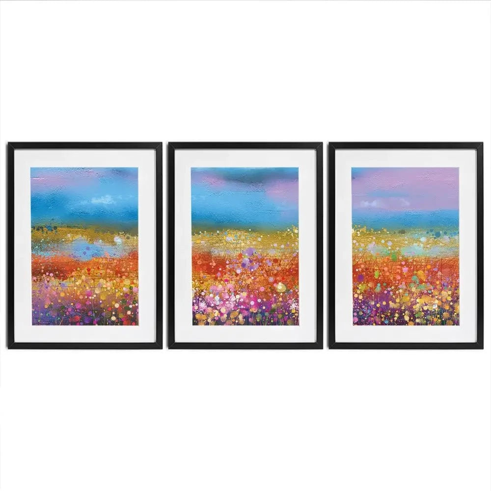 Meadow Of Flowers Framed Art Print Trio Meadow Of Flowers Framed Art Print Trio wall art product pluie_r / Shutterstock