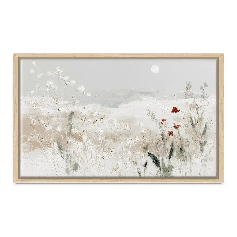 Meadow With Pale Moon Canvas Print Meadow With Pale Moon Canvas Print wall art product Chromatic Storm Studio