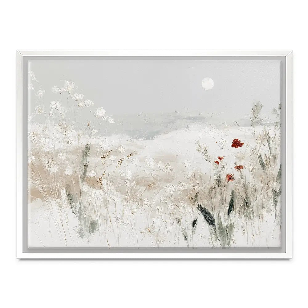 Meadow With Pale Moon Canvas Print Meadow With Pale Moon Canvas Print wall art product Chromatic Storm Studio