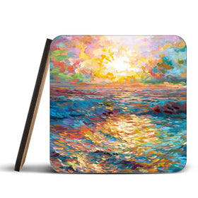 Mediterranean Sunset Coaster Set Rainbow Soul Tree Coaster Set | Rainbow Soul Tree Art Coasters wall art product Leon Devenice