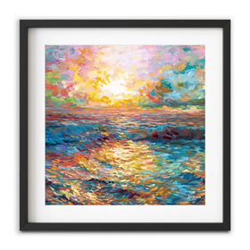 Meditteranean Sunset Square Framed Art Print wall art product Leon Devenice