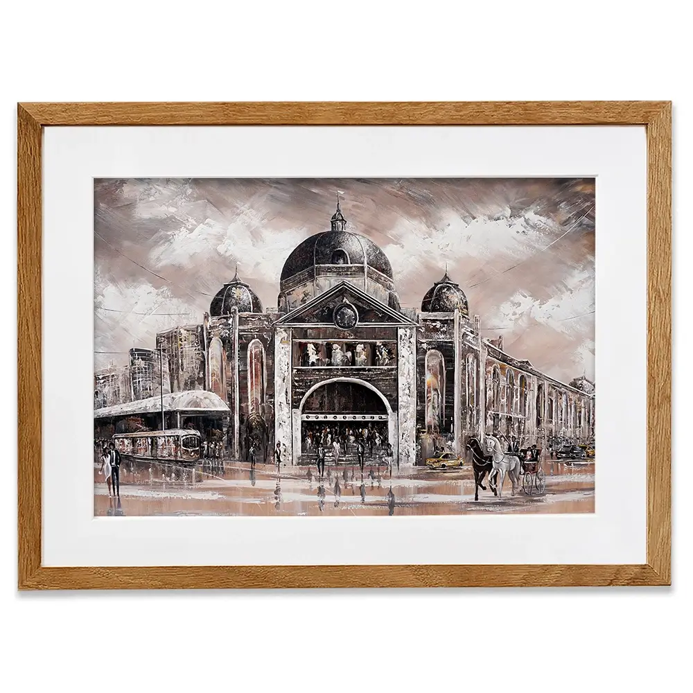 Melbourne Vibes Flinders Station Framed Art Print Melbourne Vibes Flinders Station Framed Art Print wall art product Isabella Karolewicz