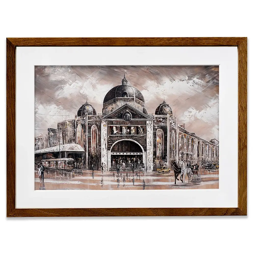 Melbourne Vibes Flinders Station Framed Art Print Melbourne Vibes Flinders Station Framed Art Print wall art product Isabella Karolewicz