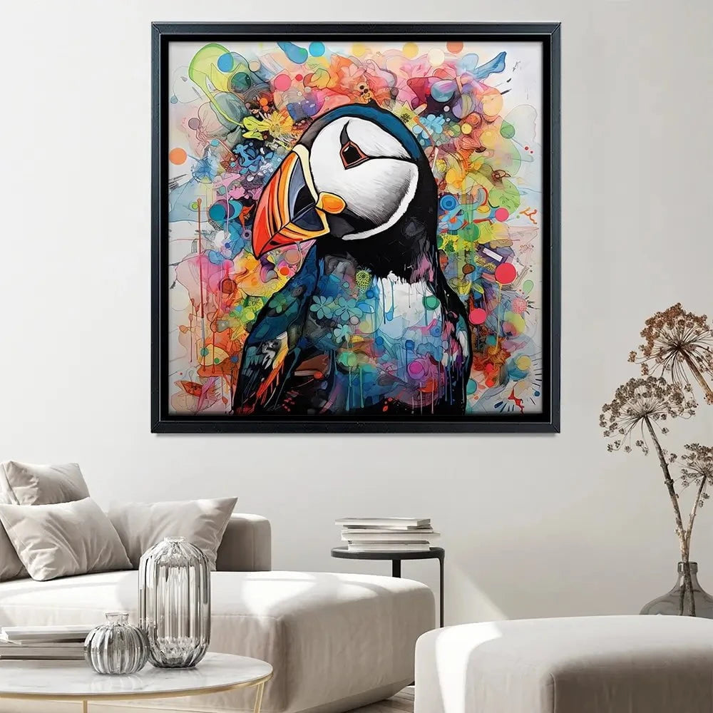 Mercurial Puffin Square Canvas Print Mercurial Puffin Square Canvas Print wall art product David Alexander Elder