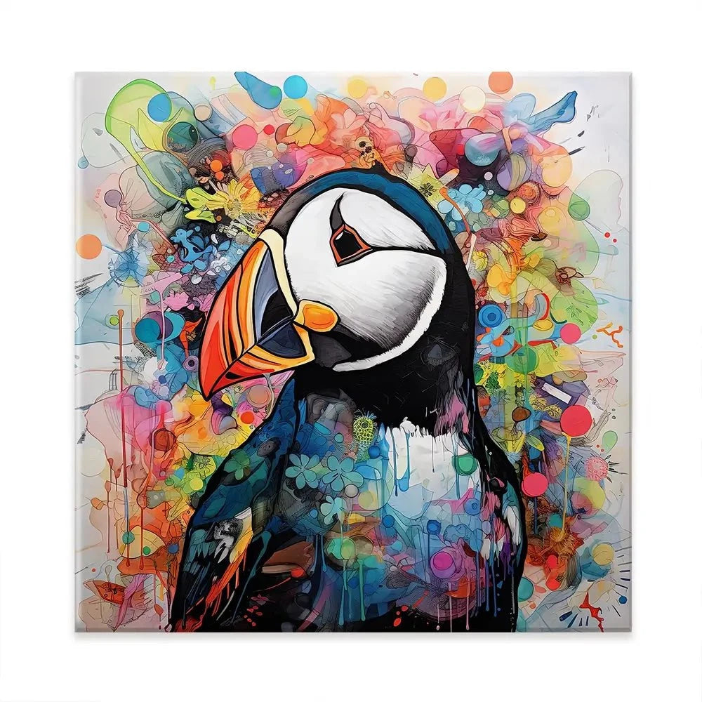 Mercurial Puffin Square Canvas Print Mercurial Puffin Square Canvas Print wall art product David Alexander Elder