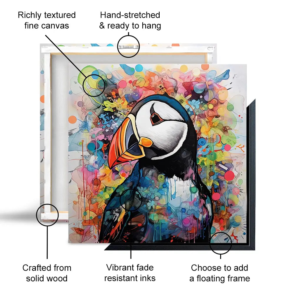 Mercurial Puffin Square Canvas Print Mercurial Puffin Square Canvas Print wall art product David Alexander Elder