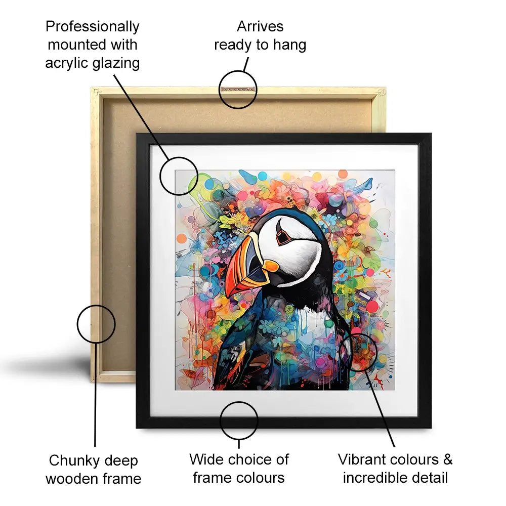 Mercurial Puffin Square Framed Art Print Mercurial Puffin Square Framed Art Print wall art product David Alexander Elder
