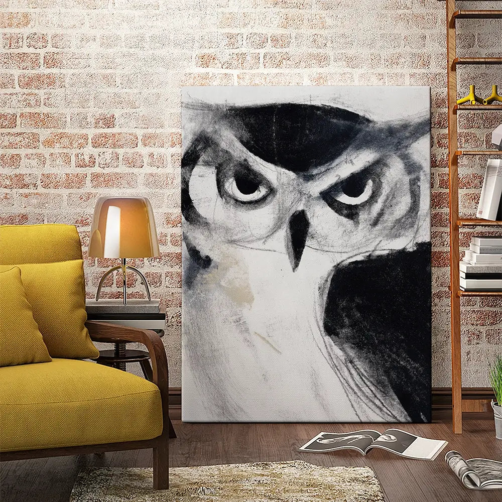 Midnight Owl Gaze Canvas Print Midnight Owl Gaze Canvas Print wall art product Chromatic Storm Studio