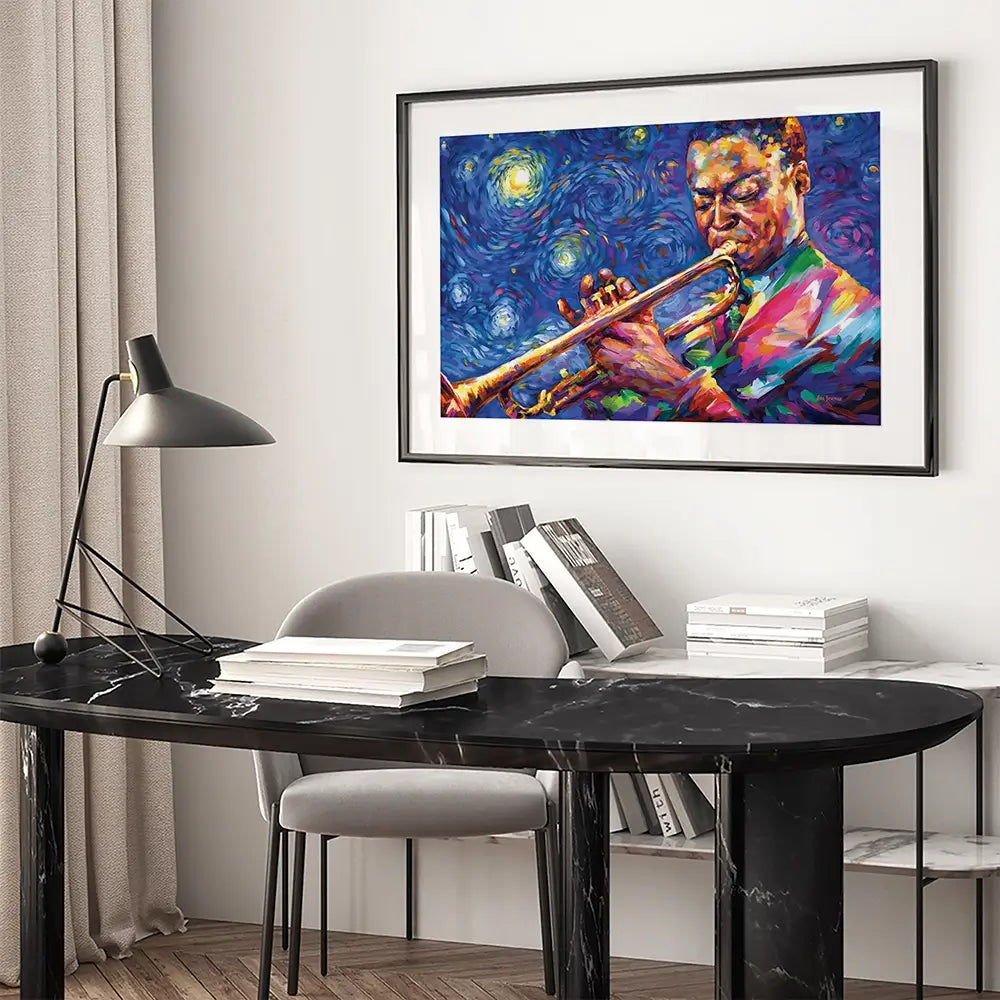 Miles Davis Starry Night Framed Art Print Miles Davis Starry Night Framed Art Print wall art product Leon Devenice