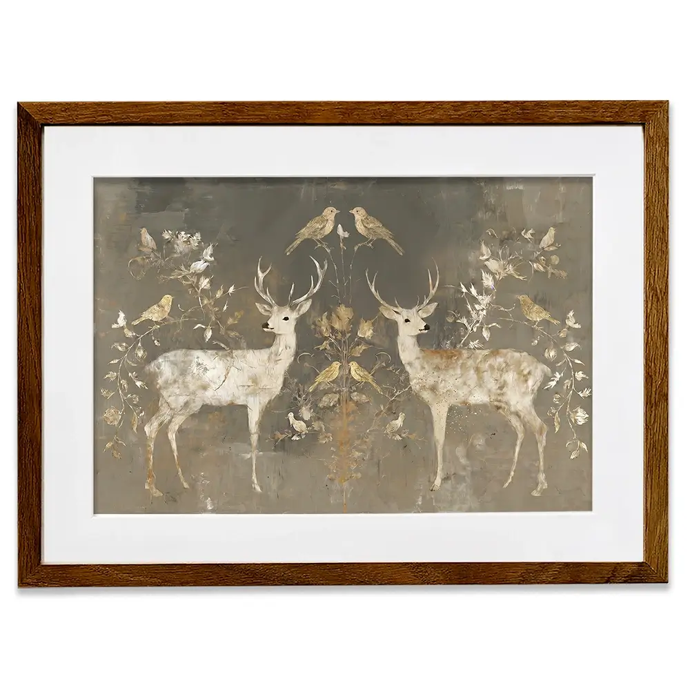 Mirrored Fawn Pair Framed Art Print Mirrored Fawn Pair Framed Art Print wall art product Chromatic Storm Studio