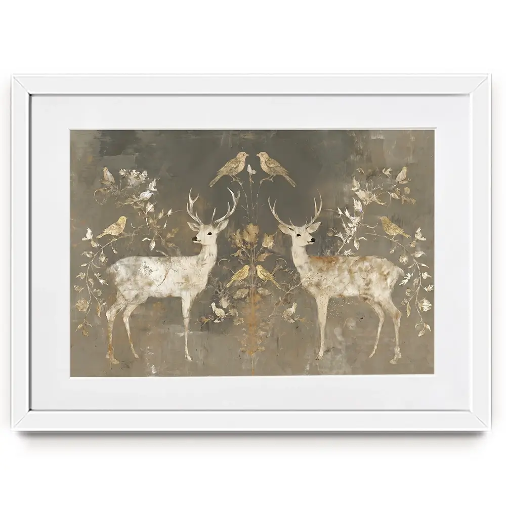 Mirrored Fawn Pair Framed Art Print Mirrored Fawn Pair Framed Art Print wall art product Chromatic Storm Studio