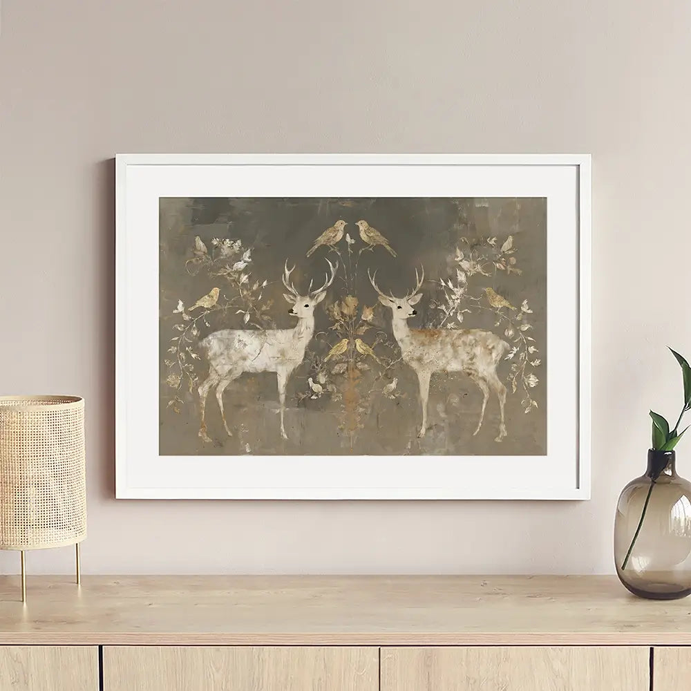 Mirrored Fawn Pair Framed Art Print Mirrored Fawn Pair Framed Art Print wall art product Chromatic Storm Studio