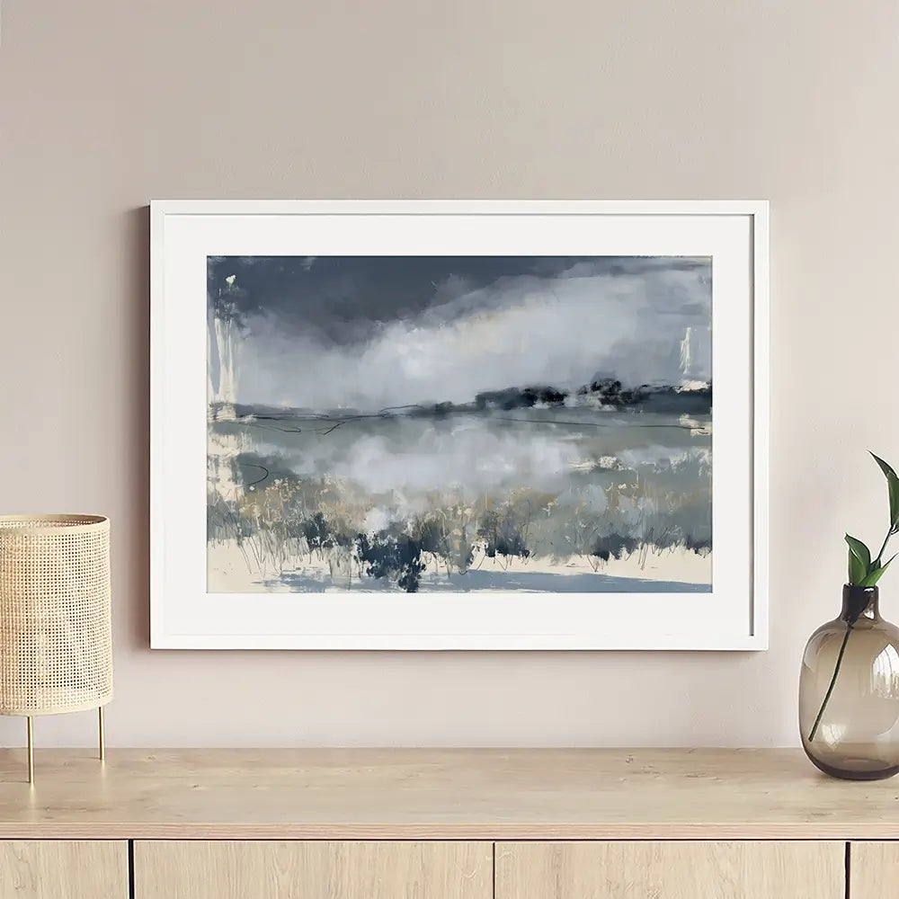 Misted Field At Dusk Framed Art Print Misted Field At Dusk Framed Art Print wall art product Chromatic Storm Studio