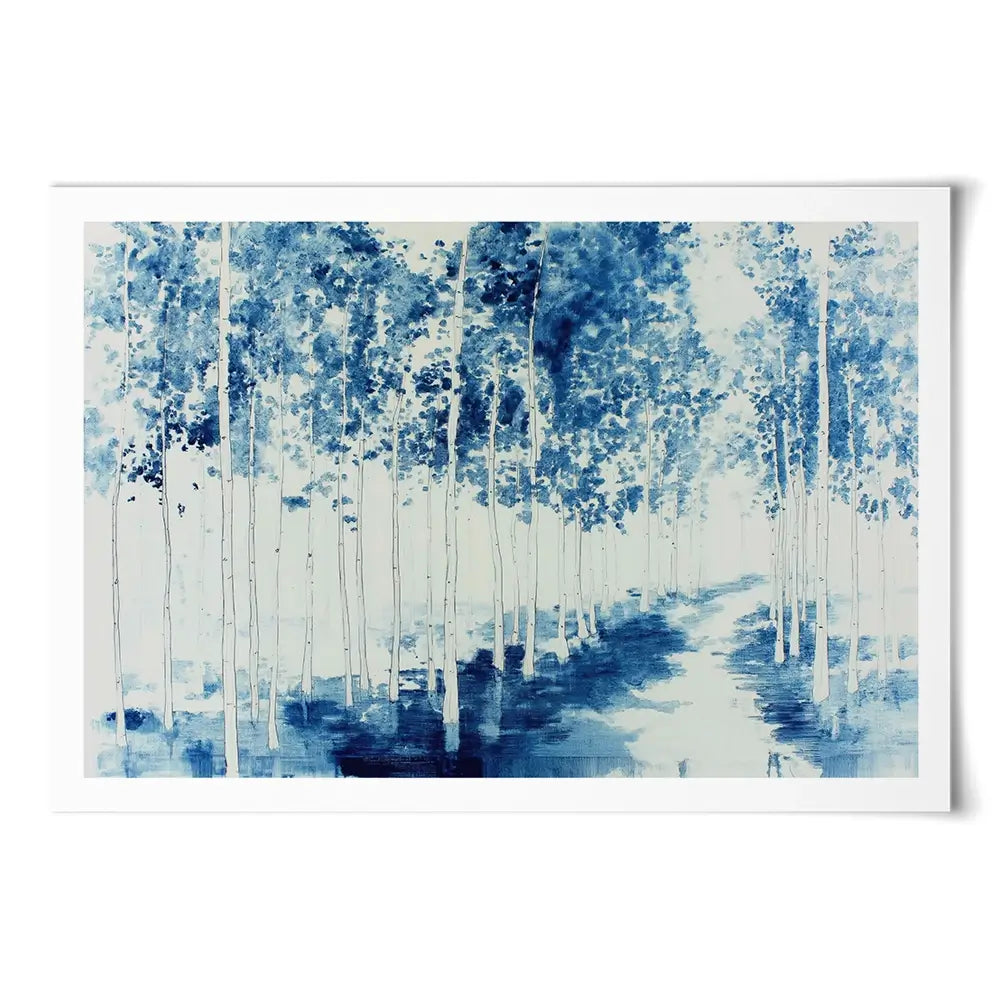 Misty Birch Forest Path Art Print Misty Birch Forest Path Art Print wall art product Chromatic Storm Studio