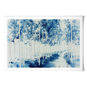 Misty Birch Forest Path Art Print Misty Birch Forest Path Art Print wall art product Chromatic Storm Studio