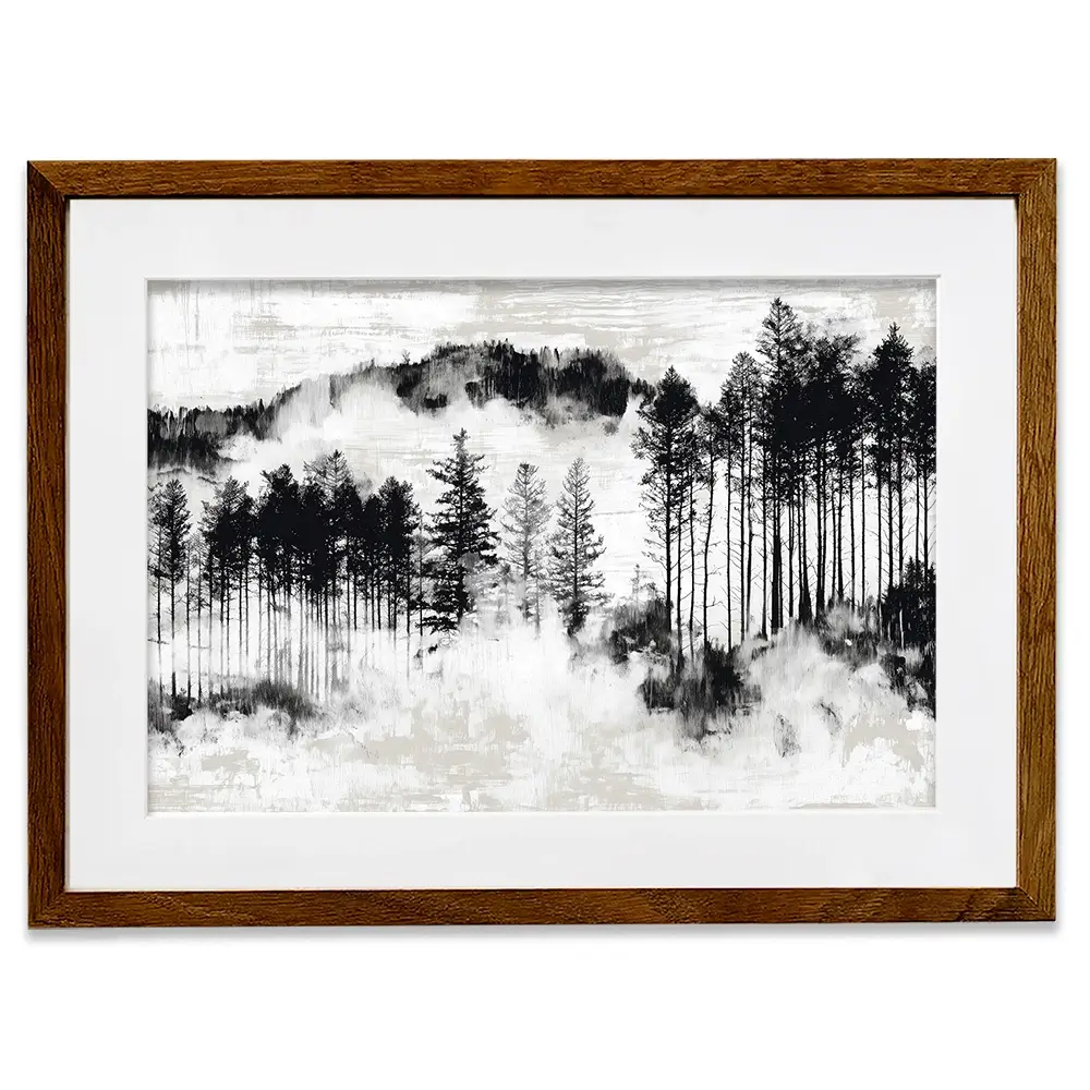 Misty Pine Ridge Framed Art Print Misty Pine Ridge Framed Art Print wall art product Chromatic Storm Studio