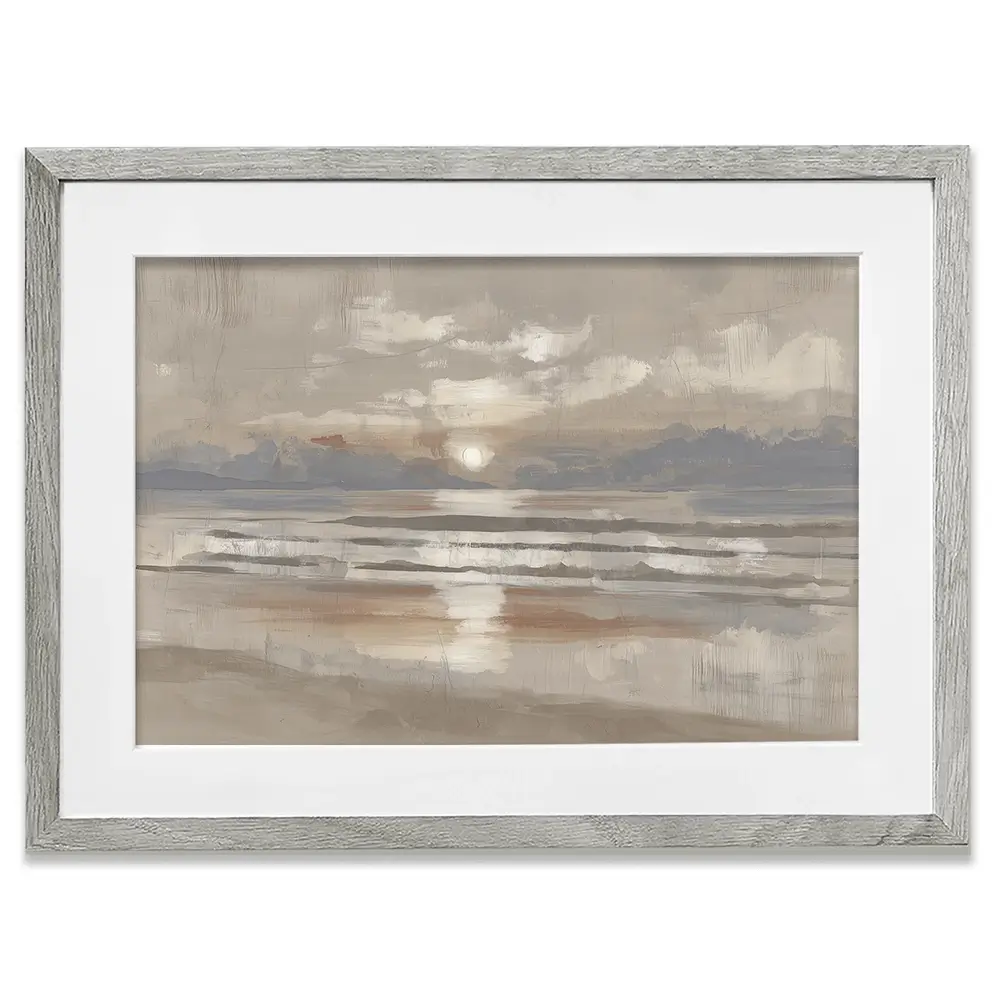 Misty Sunrise Drift Framed Art Print Misty Sunrise Drift Framed Art Print wall art product Chromatic Storm Studio