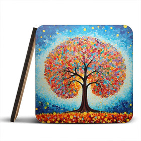 Modern Colourful Tree Of Life Coaster Set Rainbow Soul Tree Coaster Set | Rainbow Soul Tree Art Coasters wall art product Gina Kelly - Independent