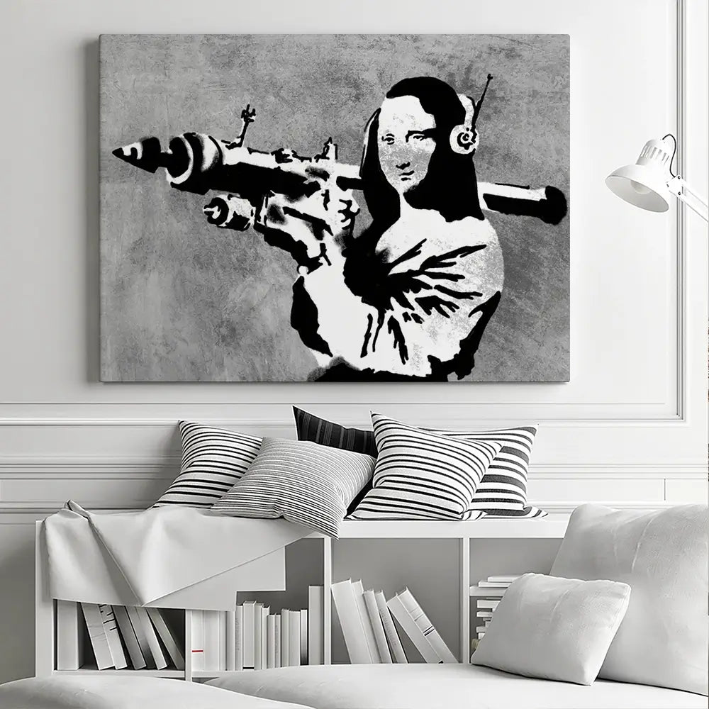 Mona Lisa Rocket Launcher Canvas Print Mona Lisa Rocket Launcher Canvas Print wall art product Banksy