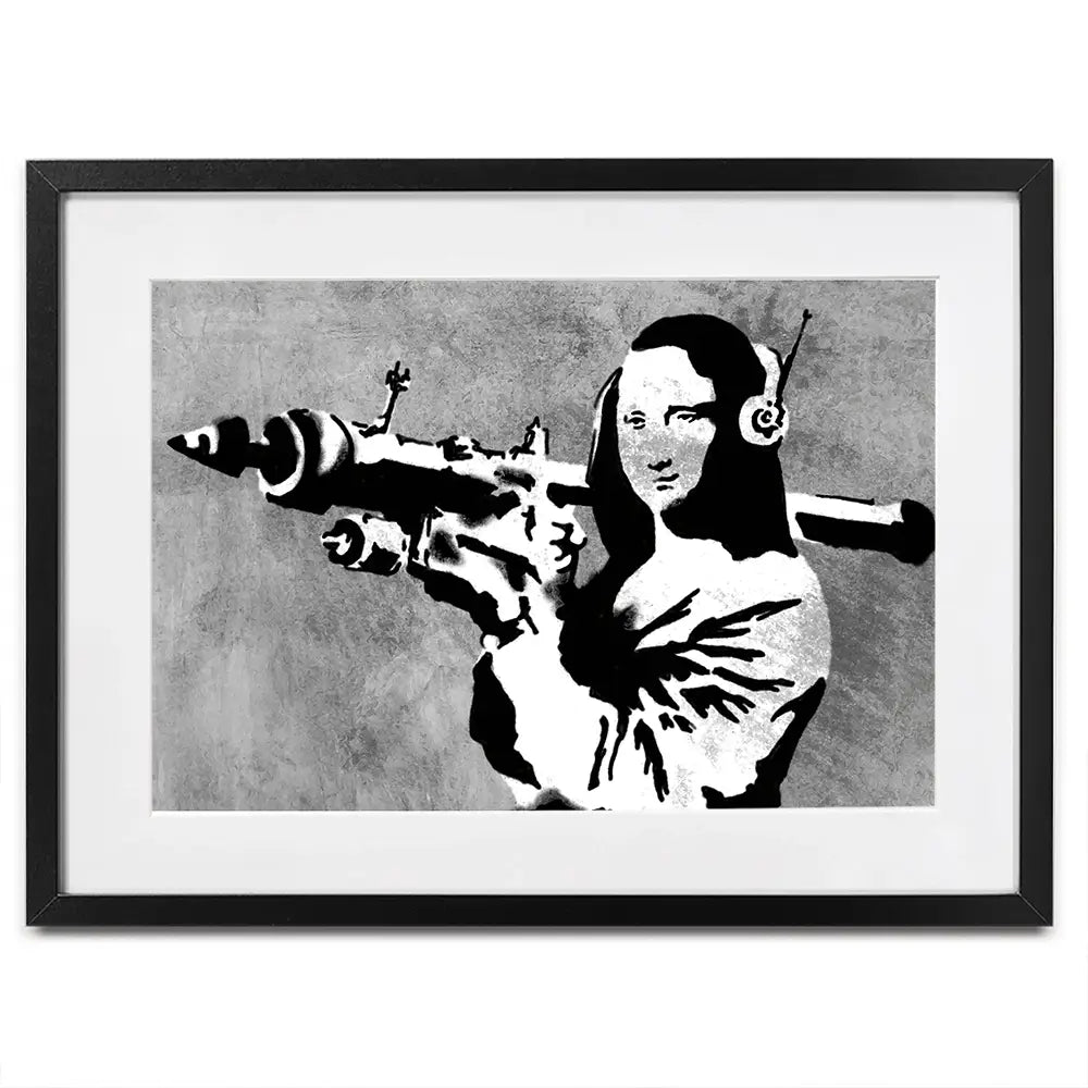 Mona Lisa Rocket Launcher Framed Art Print Mona Lisa Rocket Launcher Framed Art Print wall art product Banksy