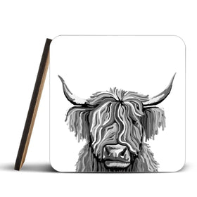Monochrome Highland Cow Coaster Set Monochrome Highland Cow Coaster Set wall art product Independent