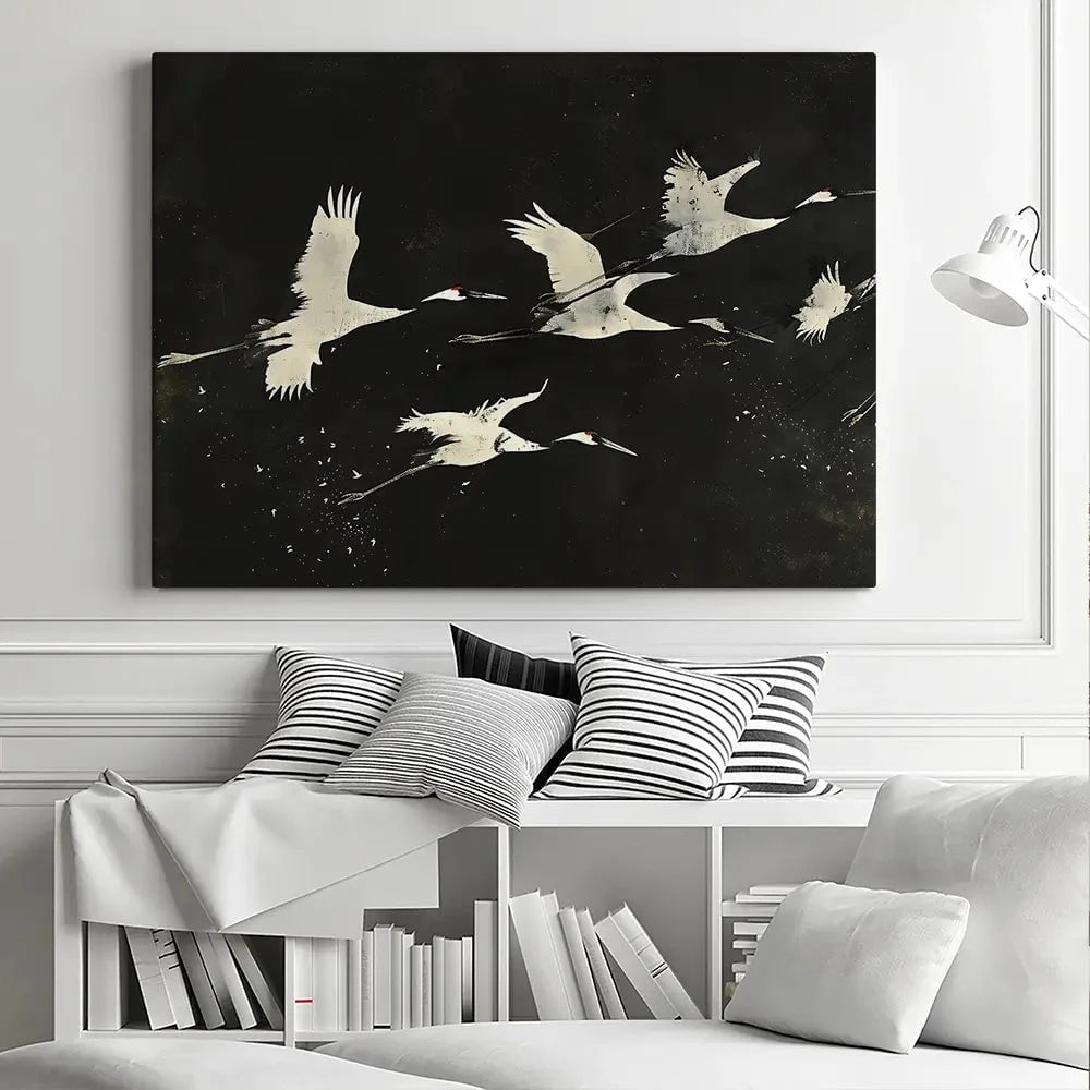 Monotone Cranes Canvas Print Monotone Cranes Canvas Print wall art product Creative Studio - Independent