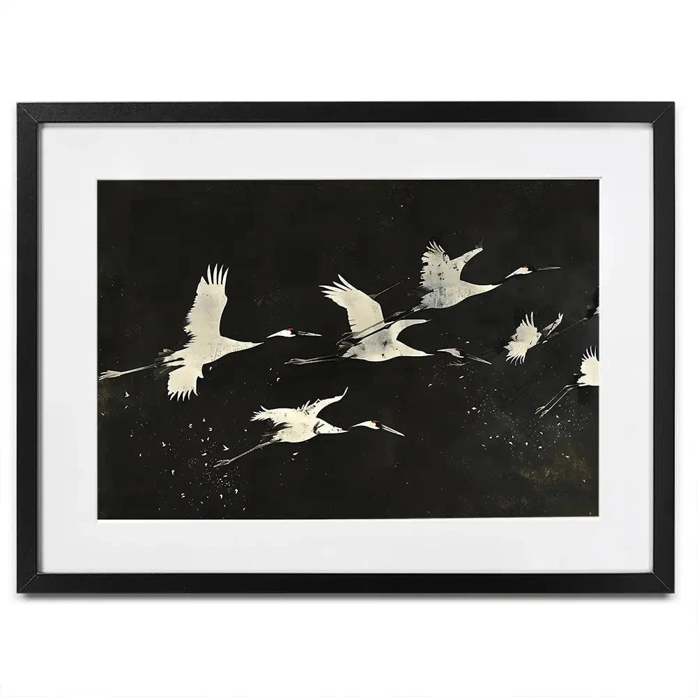 Monotone Cranes Framed Art Print Monotone Cranes Framed Art Print wall art product Creative Studio - Independent