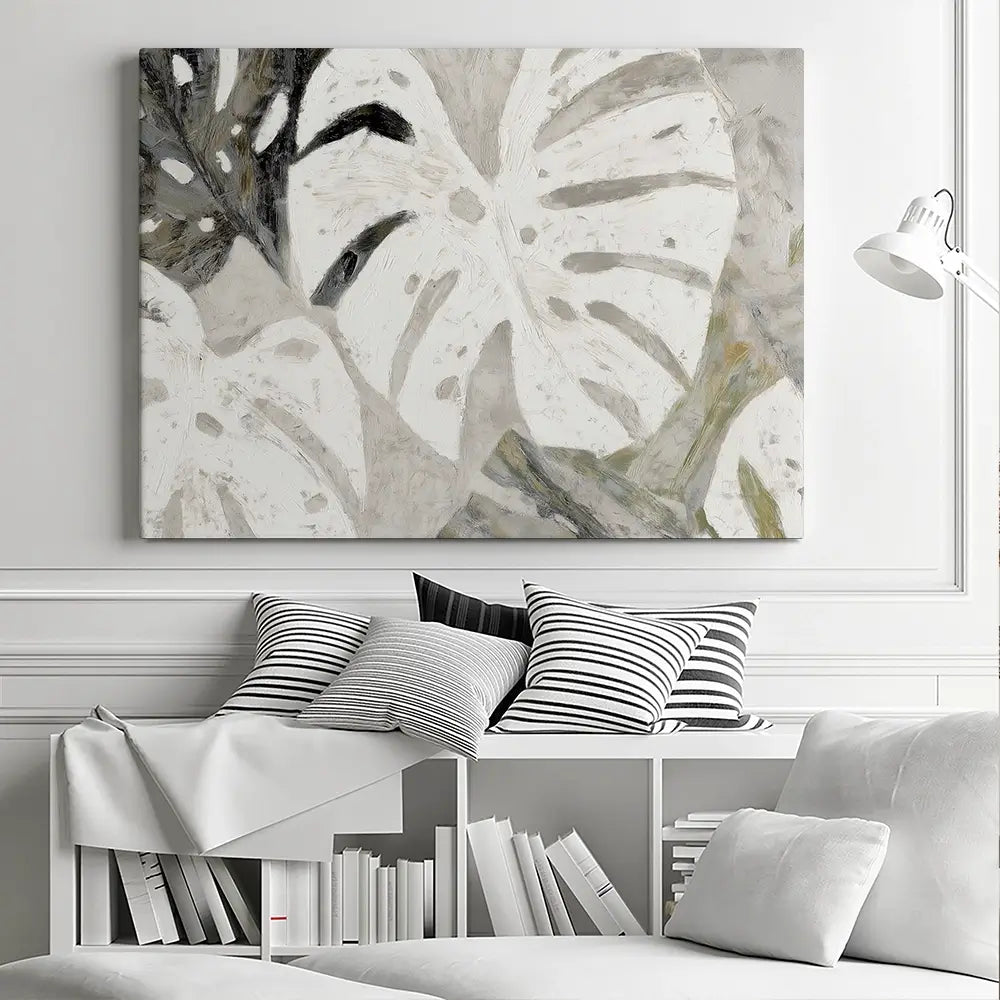 Monstera Fronds Quiet Canvas Print Monstera Fronds Quiet Canvas Print wall art product Chromatic Storm Studio