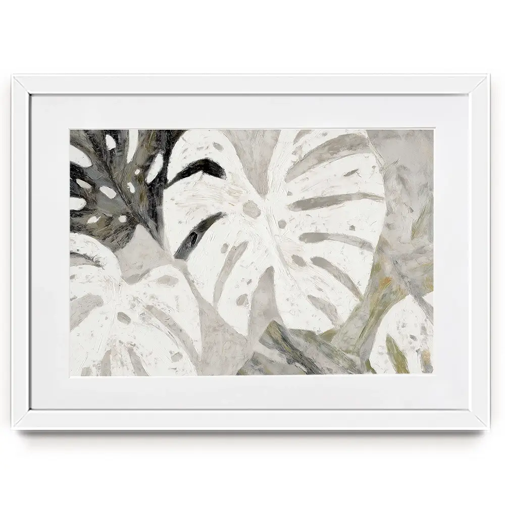 Monstera Fronds Quiet Framed Art Print Monstera Fronds Quiet Framed Art Print wall art product Chromatic Storm Studio