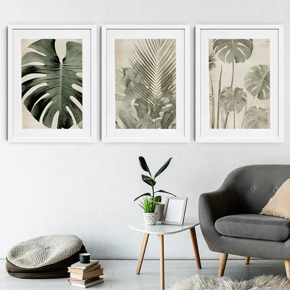 Monstera Madness Framed Art Print Trio Monstera Madness Framed Art Print Trio wall art product Art Print Shop