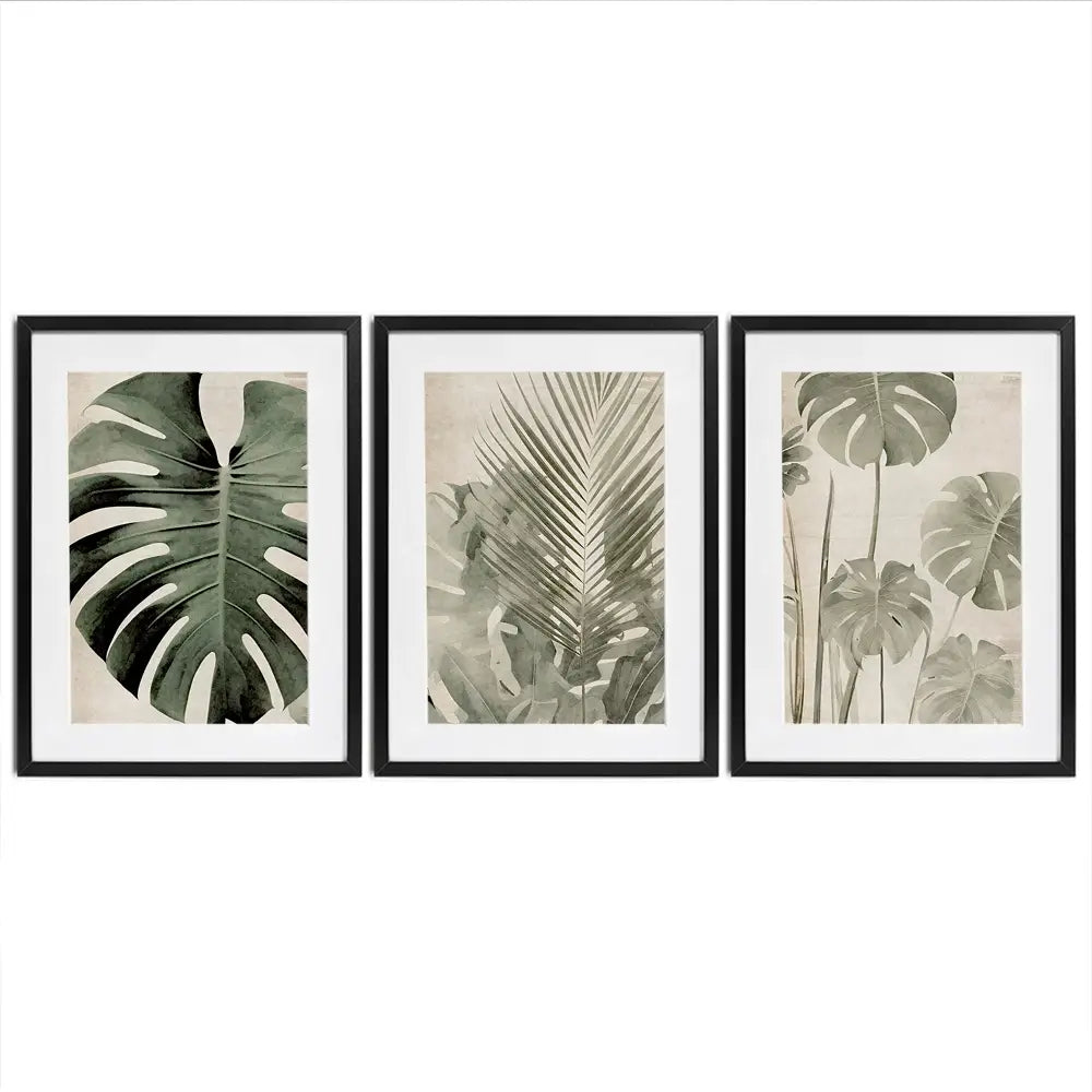 Monstera Madness Framed Art Print Trio Monstera Madness Framed Art Print Trio wall art product Art Print Shop