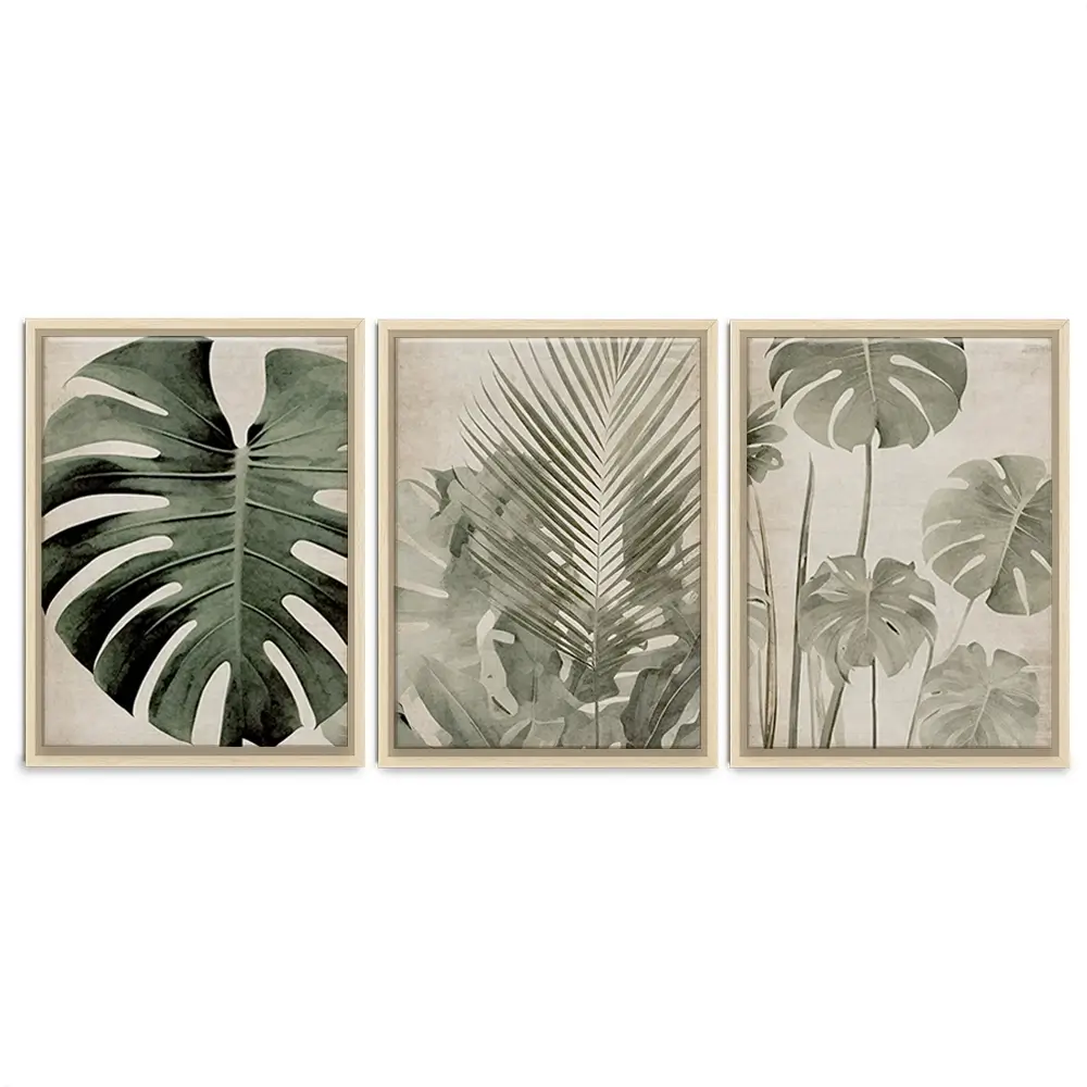 Monstera Madness Trio Canvas Print Monstera Madness Trio Canvas Print wall art product Art Print Shop