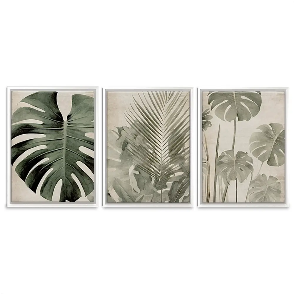 Monstera Madness Trio Canvas Print Monstera Madness Trio Canvas Print wall art product Art Print Shop