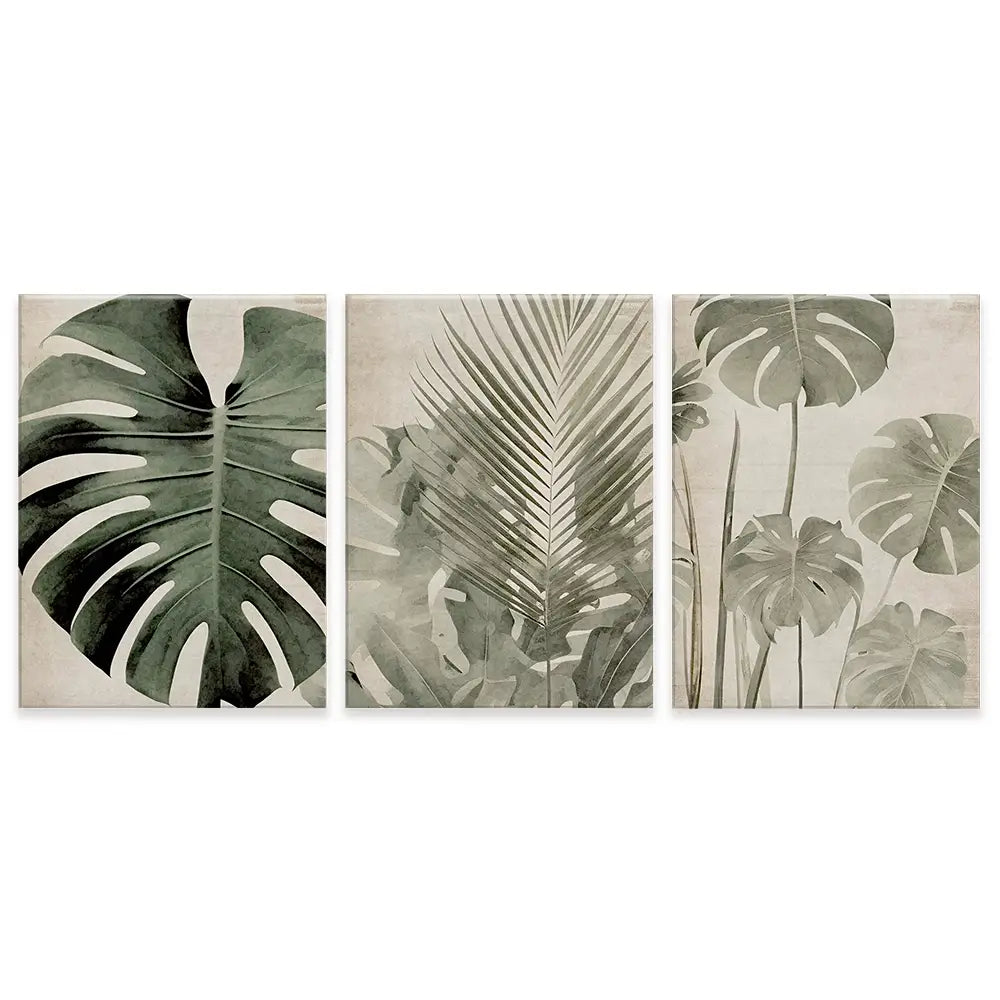 Monstera Madness Trio Canvas Print Monstera Madness Trio Canvas Print wall art product Art Print Shop