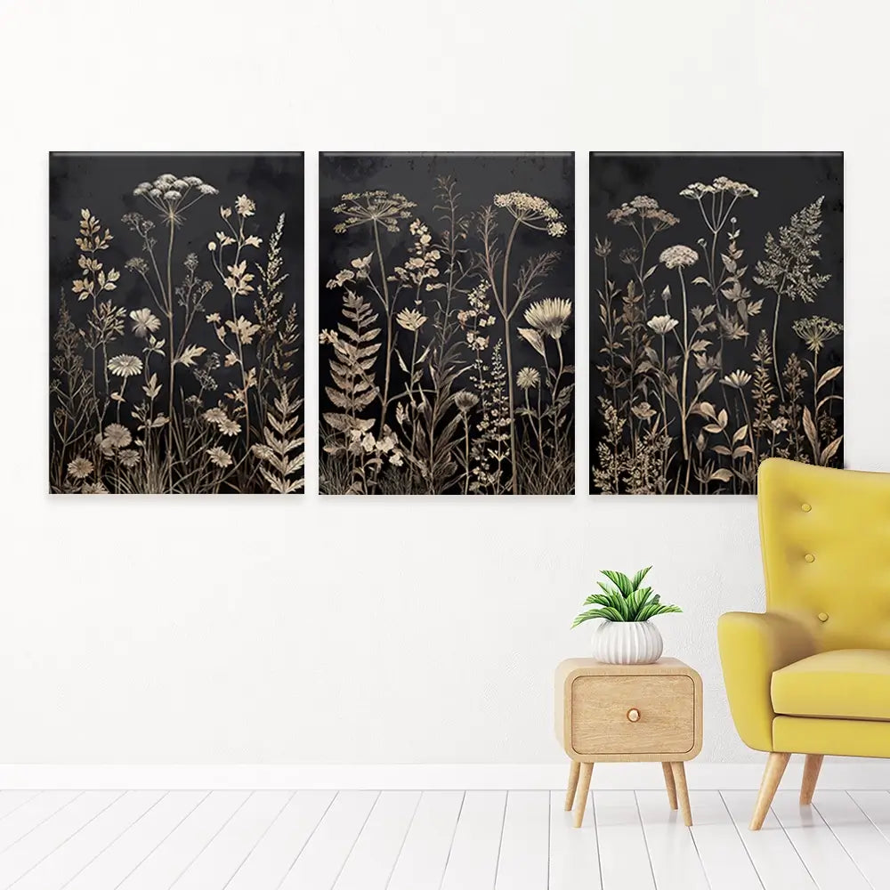 Moody Botanical Trio Canvas Print Moody Botanical Trio Canvas Print wall art product IAmHomeStudio
