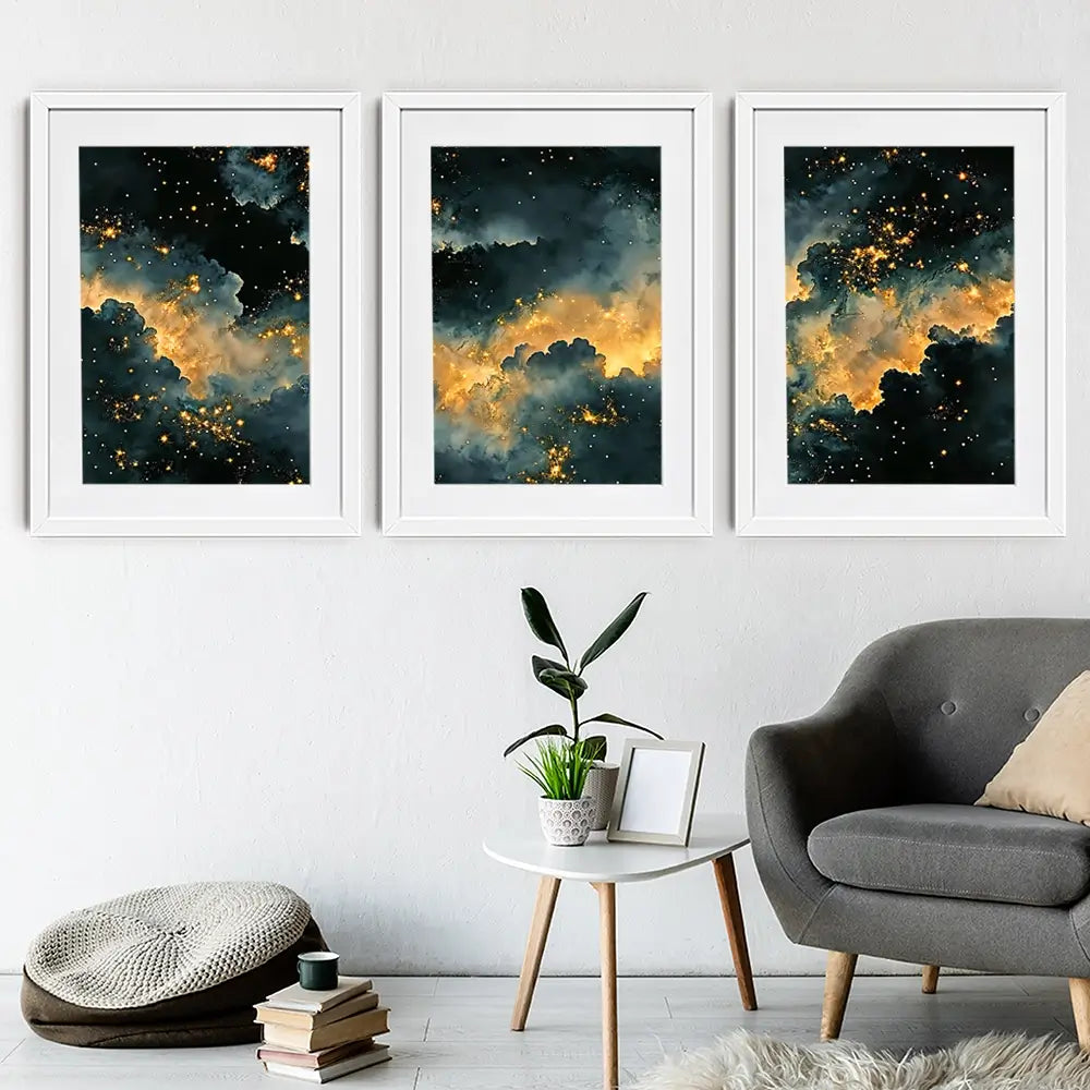 Moody Celestial Framed Art Print Trio Moody Celestial Framed Art Print Trio wall art product IAmHomeStudio