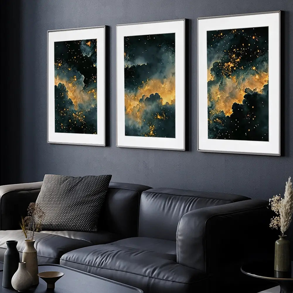 Moody Celestial Framed Art Print Trio Moody Celestial Framed Art Print Trio wall art product IAmHomeStudio