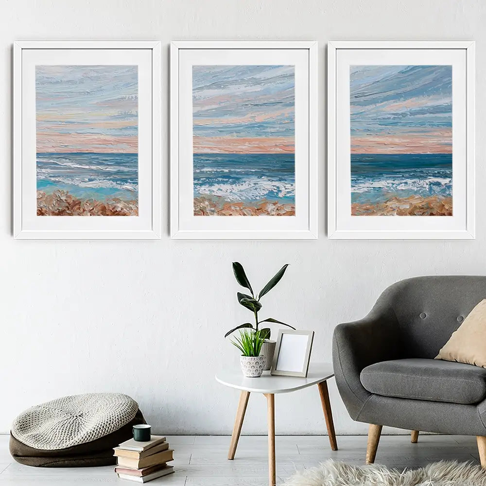 Morning Beach Framed Art Print Trio Morning Beach Framed Art Print Trio wall art product Olga Tkachyk