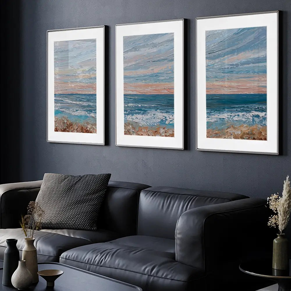 Morning Beach Framed Art Print Trio Morning Beach Framed Art Print Trio wall art product Olga Tkachyk