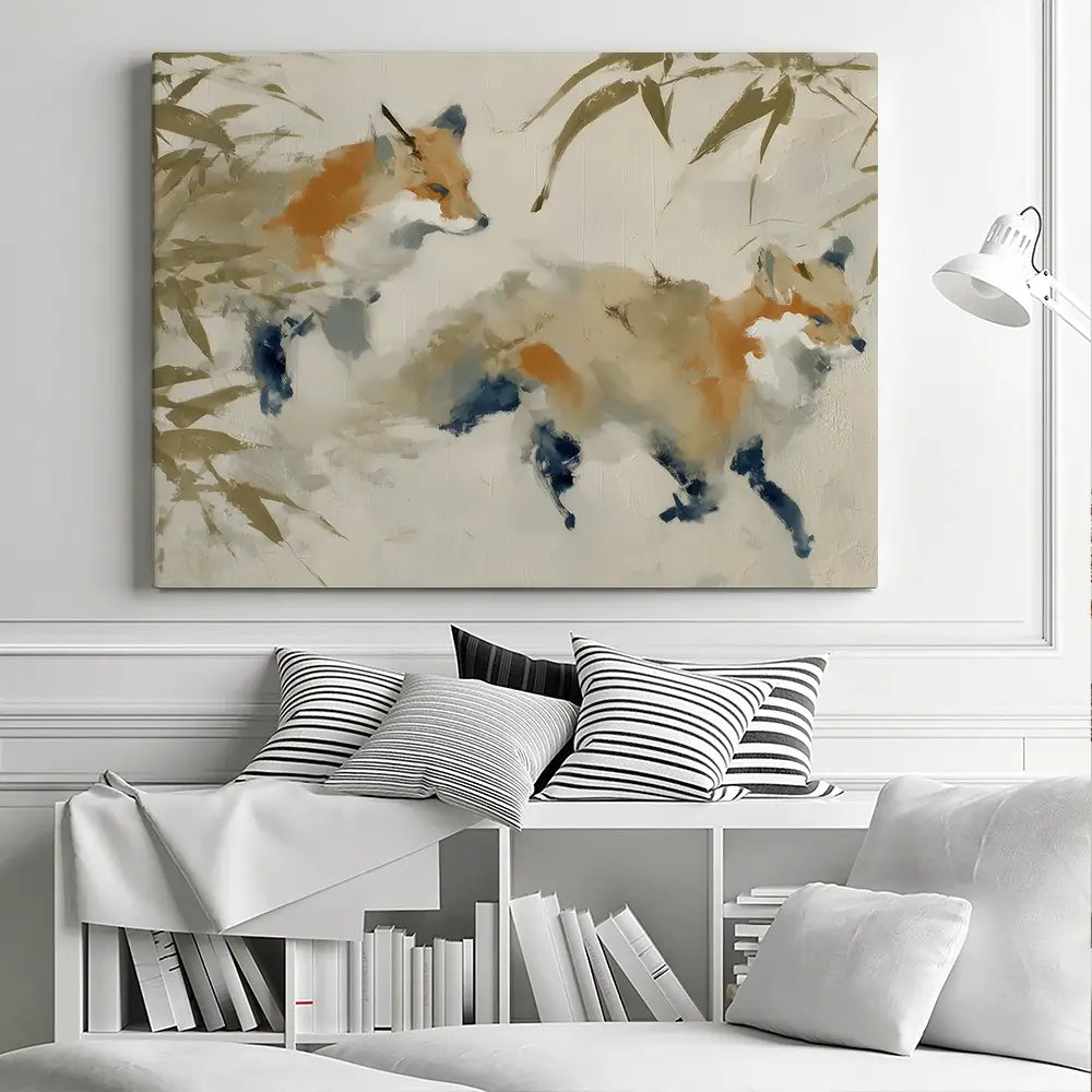 Mother Fox Bamboo Canvas Print Mother Fox Bamboo Canvas Print wall art product Chromatic Storm Studio