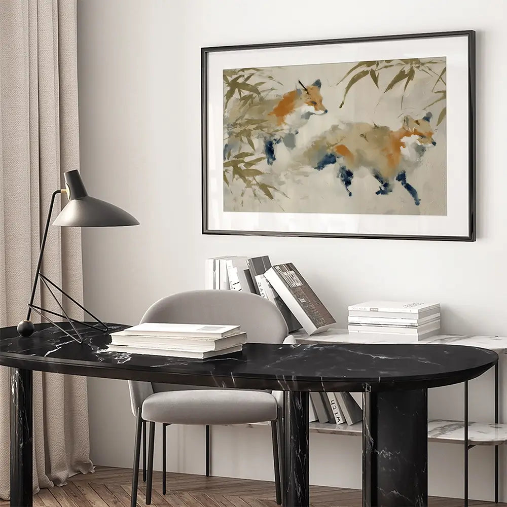 Mother Fox Bamboo Framed Art Print Mother Fox Bamboo Framed Art Print wall art product Chromatic Storm Studio