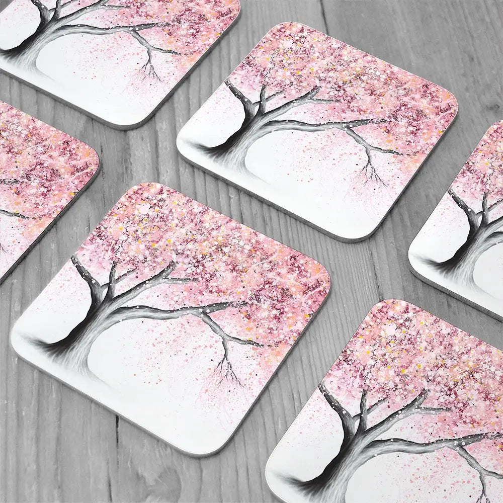 Mountain Blossom Tree Coaster Set Mountain Blossom Tree Coaster Set wall art product Ashvin Harrison (2016-2022 collection)