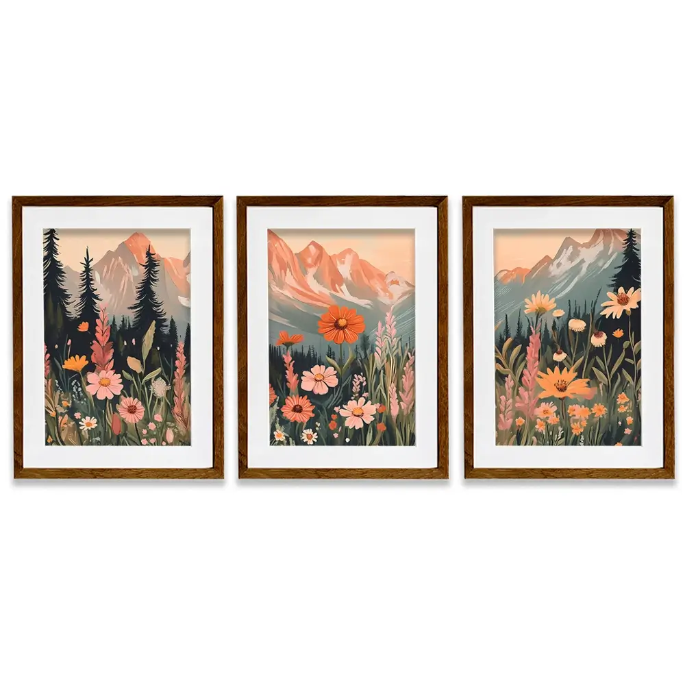 Mountain Florals Framed Art Print Trio Mountain Florals Framed Art Print Trio wall art product IAmHomeStudio